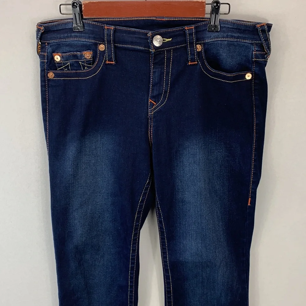 True Religion Women’s 33 Billie Mid Rise Straight Leg Blue Minimal Denim‎ Jeans - Picture 3 of 13